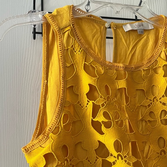LOFT Mustard Floral Cutout Tank Top - Picture 3 of 6